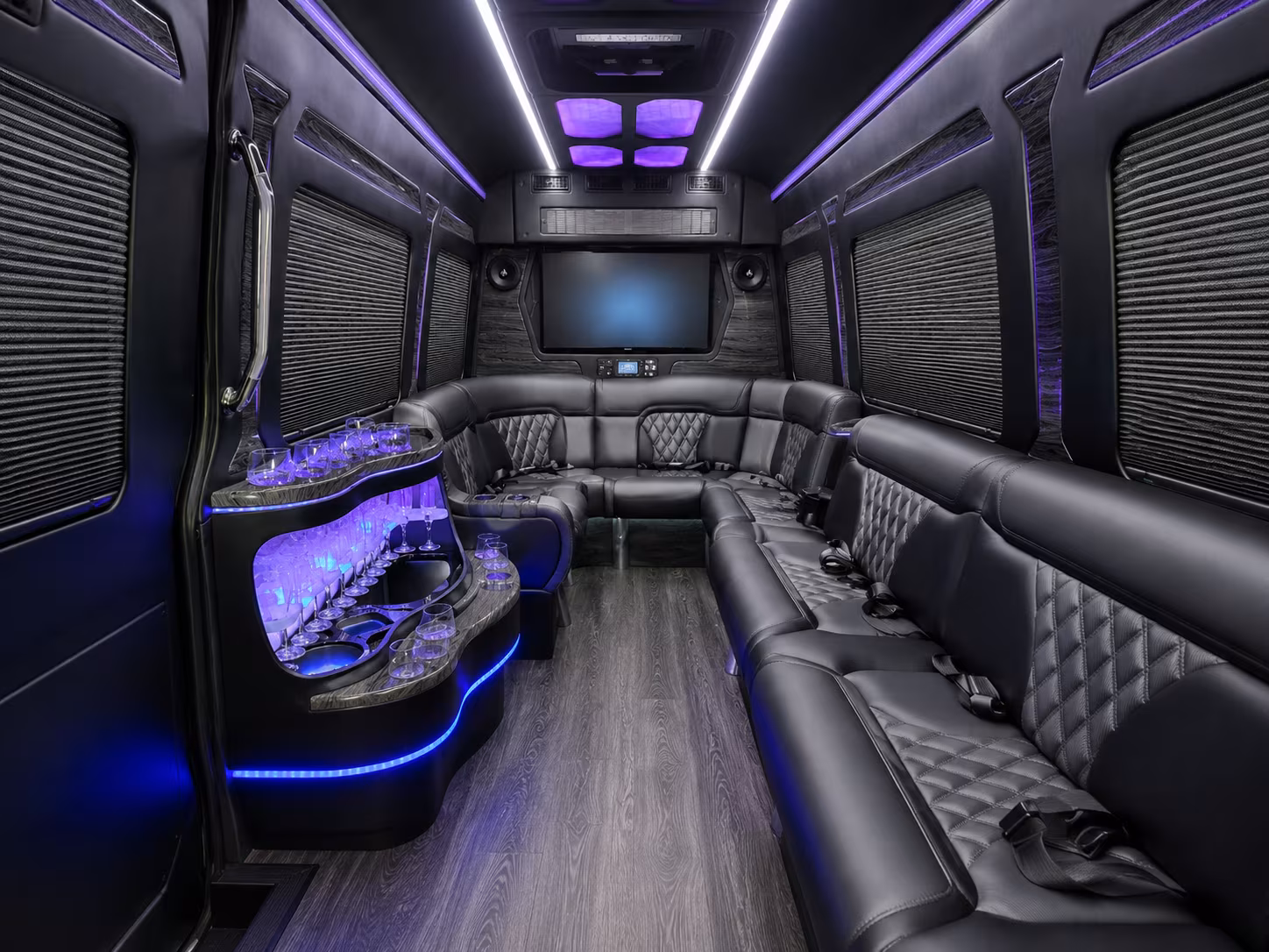 springfield 30 passenger party bus inside